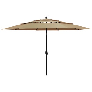 vidaXL, vidaXL Sonnenschirm mit Aluminium-Mast 3-lagig Taupe 3,5 m, vidaXL Sonnenschirm mit Aluminium-Mast 3-lagig Taupe 3,5 m
