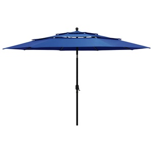 vidaXL, vidaXL Sonnenschirm mit Aluminium-Mast 3-lagig Azurblau 3,5 m, vidaXL Sonnenschirm mit Aluminium-Mast 3-lagig Azurblau 3,5 m