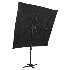 vidaXL, vidaXL Sonnenschirm mit Aluminium-Mast 4-lagig Schwarz 250x250 cm