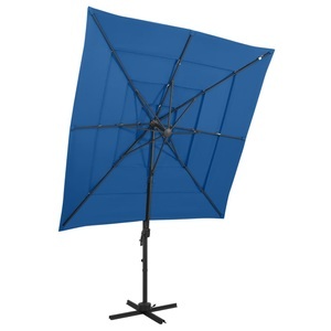 vidaXL, vidaXL Sonnenschirm mit Aluminium-Mast 4-lagig Azurblau 250x250 cm, vidaXL Sonnenschirm mit Aluminium-Mast 4-lagig Azurblau 250x250 cm