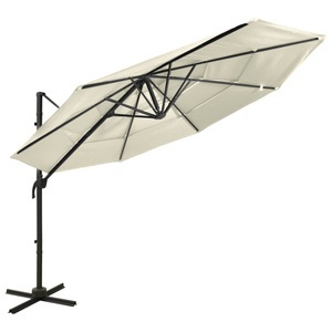 vidaXL, vidaXL Sonnenschirm mit Aluminium-Mast 4-lagig Sandfarben 3x3 m, vidaXL Sonnenschirm mit Aluminium-Mast 4-lagig Sandfarben 3x3 m