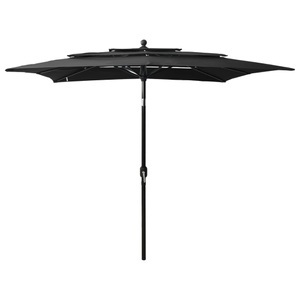 vidaXL, vidaXL Sonnenschirm mit Aluminium-Mast 3-lagig Schwarz 2,5x2,5 m, vidaXL Sonnenschirm mit Aluminium-Mast 3-lagig Schwarz 2,5x2,5 m