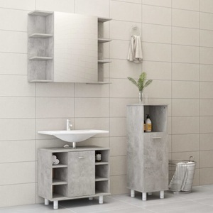 vidaXL, vidaXL 3-tlg. Badmöbel-Set Betongrau Spanplatte
