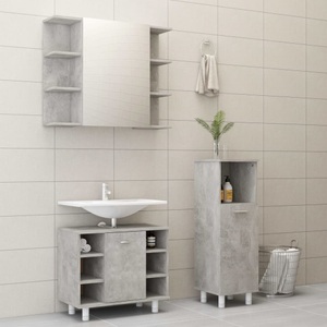 vidaXL, vidaXL 3-tlg. Badmöbel-Set Betongrau Spanplatte