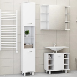 vidaXL, vidaXL 3-tlg. Badmöbel-Set Weiß Spanplatte
