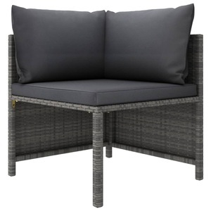 vidaXL, vidaXL Modulares Ecksofa mit Kissen Grau Poly Rattan, vidaXL Modulares Ecksofa mit Kissen Grau Poly Rattan