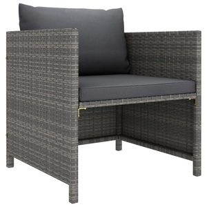 vidaXL, vidaXL Gartensofa mit Kissen Grau Poly Rattan, vidaXL Gartensofa mit Kissen Grau Poly Rattan