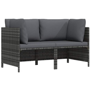 vidaXL, vidaXL 2-Sitzer-Gartensofa mit Polstern Grau Poly Rattan