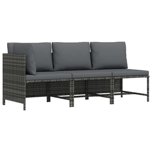 vidaXL, vidaXL 3-tlg. Garten-Lounge-Set mit Kissen Poly Rattan Grau
