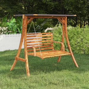 vidaXL, vidaXL Schaukelgestell mit Anthrazit-Dach Fichtenholz mit Teak-Finish, vidaXL Schaukelgestell mit Dach Anthrazit Bugholz mit Teak-Finish