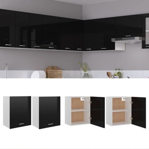 vidaXL, vidaXL Hängeschränke 2 Stk. Hochglanz-Schwarz 50x31x60 cm Spanplatte, 