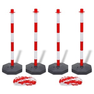 vidaXL, vidaXL Set von 4 Absperrpfosten und 2 Kunststoff-Ketten von je 10 m, vidaXL Set von 4 Absperrpfosten und 2 Kunststoff-Ketten von je 10 m