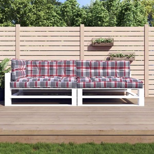 vidaXL, vidaXL Palettensofa-Auflagen 5 Stk. Rot Karomuster, vidaXL Palettenkissen 5-tlg. Rot Karomuster Stoff