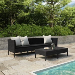 vidaXL, vidaXL 6-tlg. Garten-Lounge-Set mit Auflagen Poly Rattan Schwarz