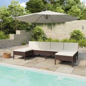 vidaXL, vidaXL 6-tlg. Garten-Lounge-Set mit Auflagen Poly Rattan Braun, vidaXL 6-tlg. Garten-Lounge-Set mit Auflagen Poly Rattan Braun