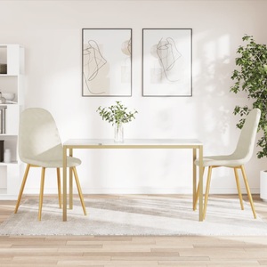 vidaXL, vidaXL Esszimmerstühle 2 Stk. Cremeweiß Samt, vidaXL Esszimmerstühle 2 Stk. Cremeweiß Samt