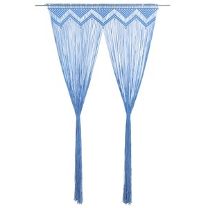 vidaXL, vidaXL Makramee Vorhang Blau 140x240 cm Baumwolle, vidaXL Makramee Vorhang Blau 140x240 cm Baumwolle