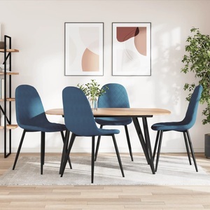 vidaXL, vidaXL Esszimmerstühle 4 Stk. Blau Samt, vidaXL Esszimmerstühle 4 Stk. Blau Samt