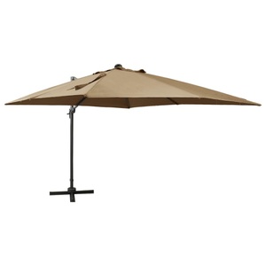 vidaXL, vidaXL Ampelschirm mit Mast und LED-Leuchten Taupe 300 cm, vidaXL Ampelschirm mit LED-Beleuchtung 300 cm Taupe