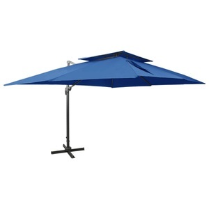 vidaXL, vidaXL Ampelschirm mit Lüftung Azurblau 400x300 cm