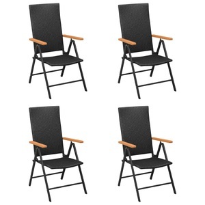 vidaXL, vidaXL Gartenstühle 4 Stk. Poly Rattan Schwarz, vidaXL Gartenstühle 4 Stk. Poly Rattan Schwarz