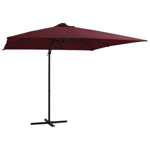 vidaXL, vidaXL Ampelschirm mit LED-Leuchten Bordeauxrot 250x250 cm, vidaXL Ampelschirm mit LED-Beleuchtung 250x250 cm Bordeauxrot