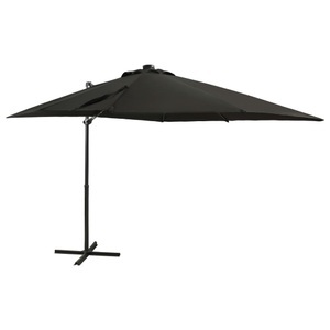 vidaXL, vidaXL Ampelschirm mit Mast und LED-Leuchten Schwarz 250 cm, vidaXL Ampelschirm mit LED-Beleuchtung 250 cm Schwarz
