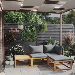 vidaXL, vidaXL 4-tlg. Garten-Lounge-Set mit Auflage Massivholz Akazie, VidaXL - Garten-lounge-set akazienholz, One Size, Grau
