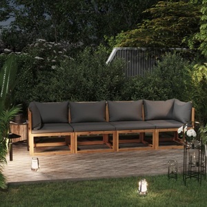vidaXL, vidaXL 4-Sitzer-Gartensofa mit Auflage Akazie Massivholz, VidaXL - Gartensofa akazienholz, One Size, Grau
