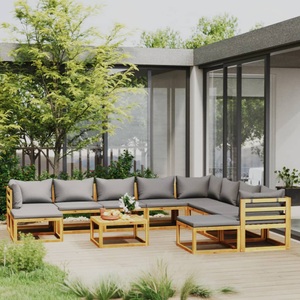 vidaXL, vidaXL 11-tlg. Garten-Lounge-Set mit Auflagen Massivholz Akazie, 