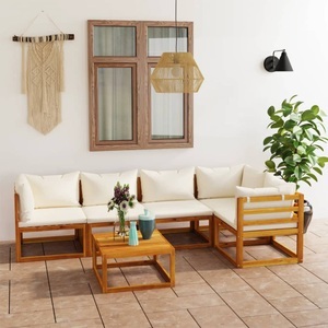 vidaXL, vidaXL 6-tlg. Garten-Lounge-Set mit Auflagen Creme Massivholz Akazie, vidaXL 6-tlg. Garten-Lounge-Set mit Auflagen Creme Massivholz Akazie