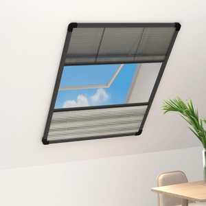 vidaXL, vidaXL Insektenschutz-Plissee für Fenster Alu 60x80 cm mit Jalousie, vidaXL Insektenschutz-Plissee für Fenster Alu 60x80 cm mit Jalousie