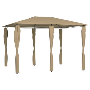 vidaXL, vidaXL Pavillon mit Seitenwand 3x4x2,6 m Taupe 160 g/m², vidaXL Pavillon mit Pfostenabdeckungen 3x4x2,6 m Taupe 160 g/m²