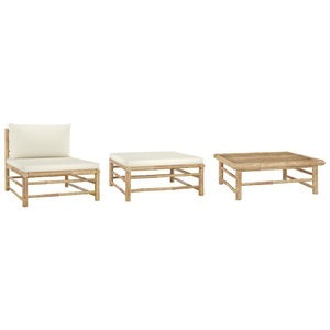 vidaXL, vidaXL 3-tlg. Garten-Lounge-Set mit Kissen Bambus, vidaXL 3-tlg. Garten-Lounge-Set mit Kissen Bambus