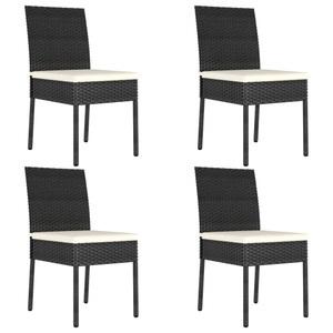 vidaXL, vidaXL Garten-Essstühle 4 Stk. Poly Rattan Schwarz
