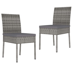 vidaXL, vidaXL Garten-Essstühle 2 Stk. Poly Rattan Grau, vidaXL Garten-Essstühle 2 Stk. Poly Rattan Grau