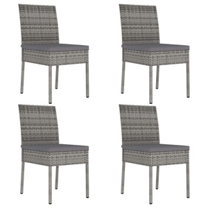 vidaXL, vidaXL Garten-Essstühle 4 Stk. Poly Rattan Grau, vidaXL Garten-Essstühle 4 Stk. Poly Rattan Grau