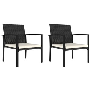 vidaXL, vidaXL Garten-Essstühle 2 Stk. Poly Rattan Schwarz, vidaXL Garten-Essstühle 2 Stk. Poly Rattan Schwarz