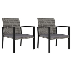 vidaXL, vidaXL Garten-Essstühle 2 Stk. Poly Rattan Grau, vidaXL Garten-Essstühle 2 Stk. Poly Rattan Grau