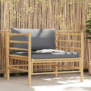 vidaXL, vidaXL Gartensofa mit Dunkelgrauen Kissen Bambus