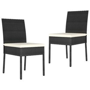 vidaXL, vidaXL Garten-Essstühle 2 Stk. Poly Rattan Schwarz, vidaXL Garten-Essstühle 2 Stk. Poly Rattan Schwarz