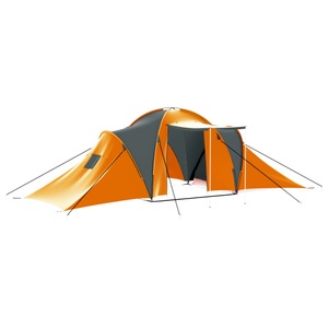 vidaXL, vidaXL Campingzelt 9 Personen Stoff Grau und Orange, 
