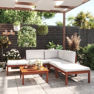 vidaXL, vidaXL 6-tlg. Garten-Lounge-Set mit Kissen Creme Massivholz Akazie