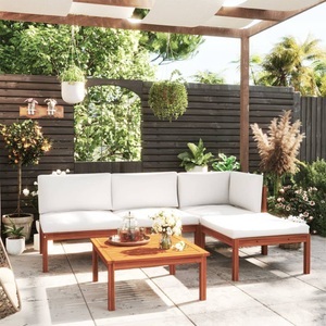 vidaXL, vidaXL 5-tlg. Garten-Lounge-Set mit Kissen Cremeweiß Massivholz Akazie