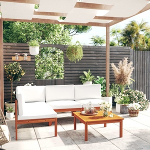 vidaXL, vidaXL 5-tlg. Garten-Lounge-Set mit Kissen Cremeweiß Massivholz Akazie, VidaXL - Gartenmöbel-set akazienholz, One Size, Weiss