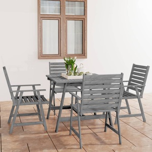vidaXL, vidaXL 5-tlg. Garten-Essgruppe Grau Massivholz Akazie, 