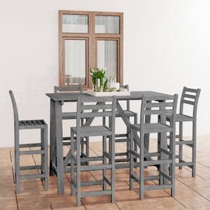 vidaXL, vidaXL 7-tlg. Garten-Bar-Set Grau Massivholz Akazie, 