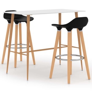vidaXL, vidaXL 3-tlg. Bar-Set Schwarz und Weiß, vidaXL 3-tlg. Bar-Set Schwarz und Weiß