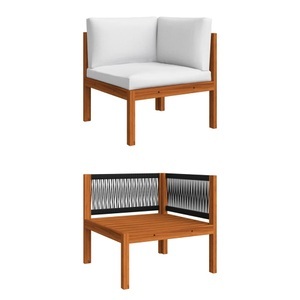 vidaXL, vidaXL Garten-Ecksofa mit Auflagen Massivholz Akazie, vidaXL Garten-Ecksofa mit Auflagen Massivholz Akazie