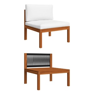 vidaXL, vidaXL Garten-Mittelsofa mit Auflagen Massivholz Akazie, vidaXL Garten-Mittelsofa mit Auflagen Massivholz Akazie